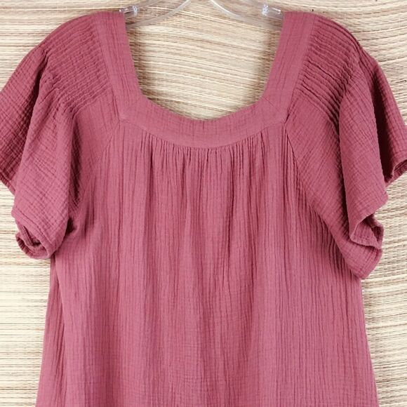 Madewell Lightspun Butterfly Square-Neck Mini Dress In Vintage Quartz Size L - Picture 7 of 10